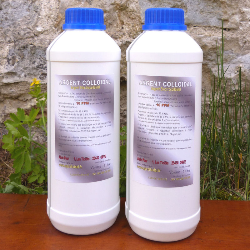 Argent Colloïdal 10 PPM 2 Bouteilles 1 litre