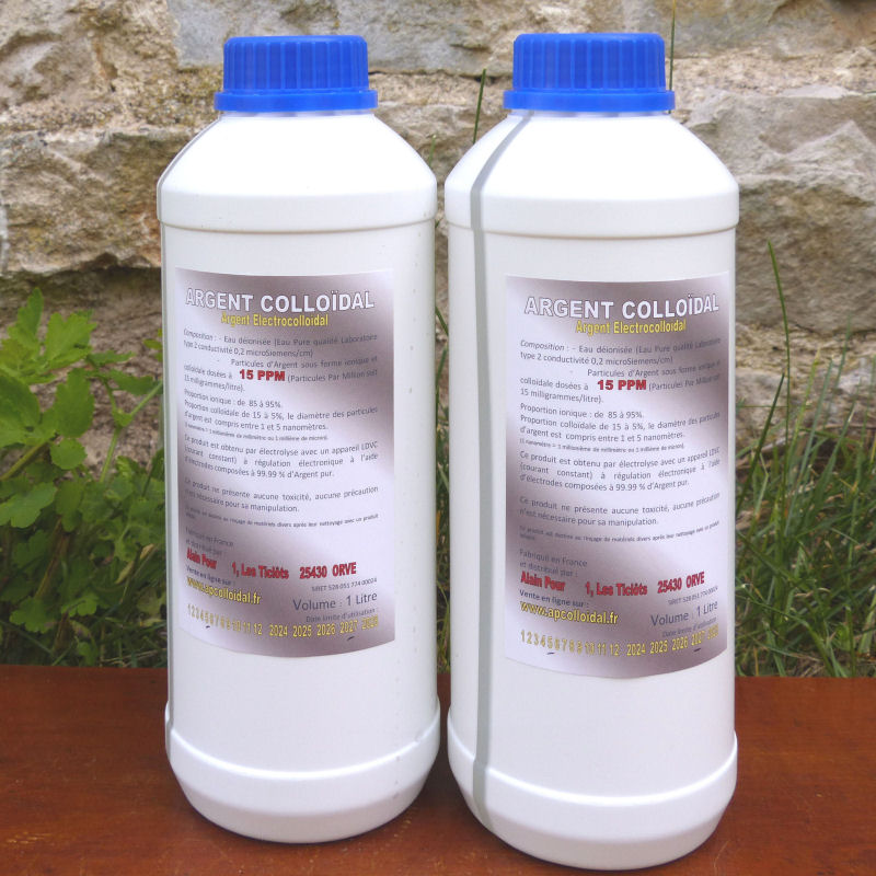 Argent Colloïdal 15 PPM 2 Bouteilles 1 litre