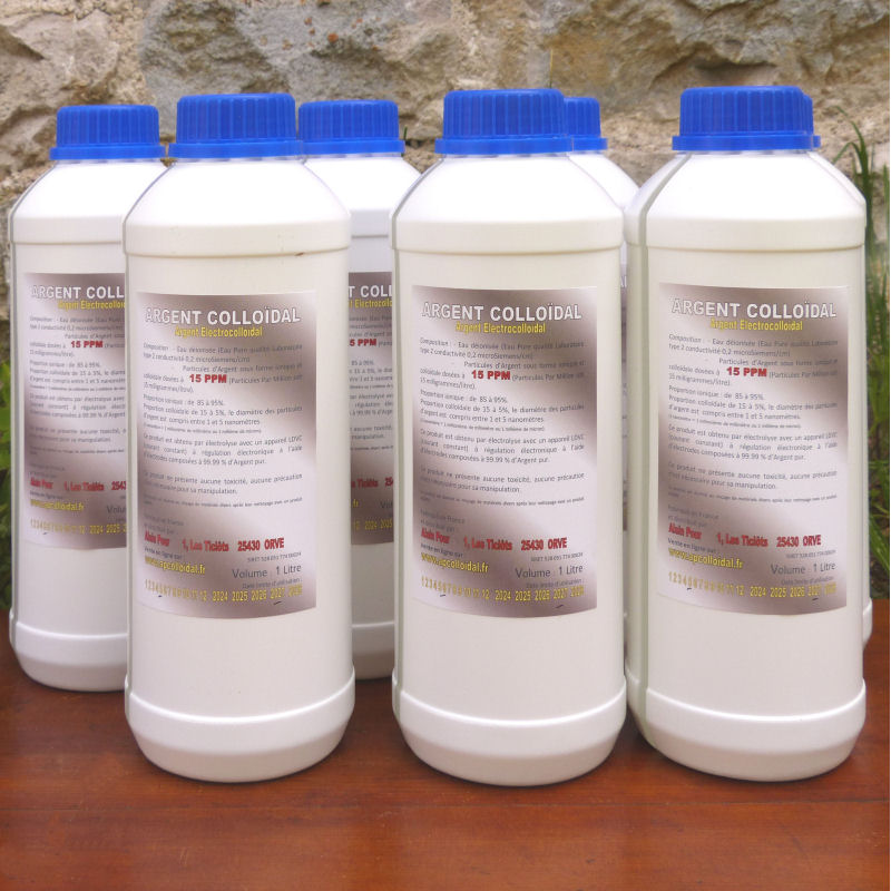 Argent Colloïdal 15 PPM 6 + 1 Bouteilles 1 litre