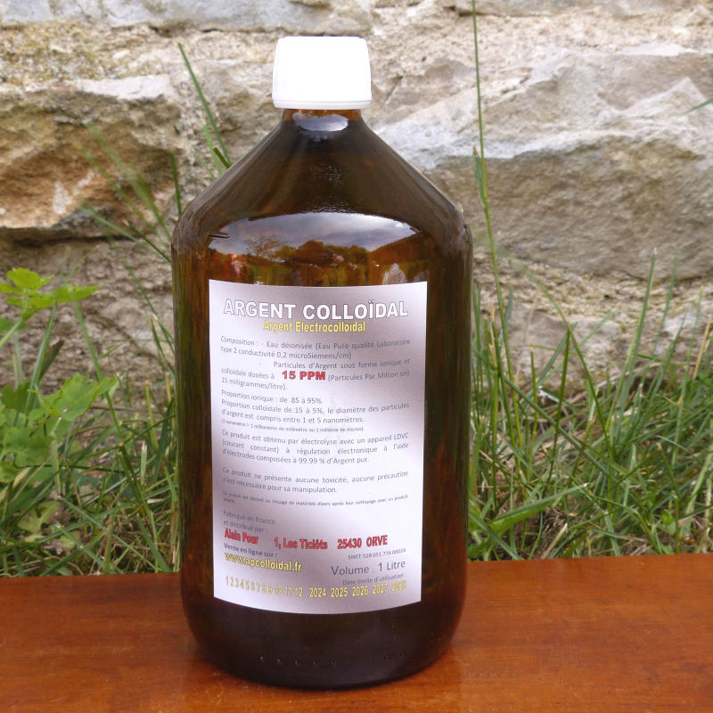 Argent Colloïdal 15 PPM 1 litre verre