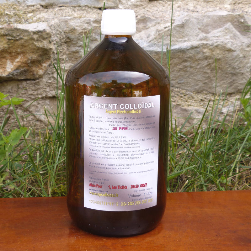 Argent Colloïdal 20 PPM 1 litre verre